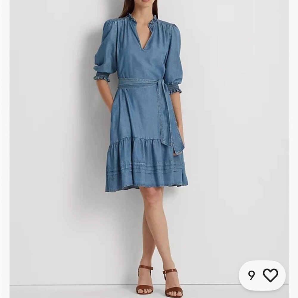 Lauren by Ralph Lauren Blue Denim Dress with belt